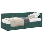 vidaXL Cadru de pat colțar cu saltea cu saltea 2 pcs Verde Catifea