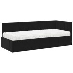 vidaXL Cadru de pat colțar cu saltea cu saltea 2 pcs Negru Catifea