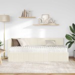 vidaXL Cadru de pat colțar cu saltea cu saltea 2 pcs Crem Catifea