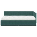 vidaXL Cadru de pat colțar cu saltea cu saltea 2 pcs Verde Catifea