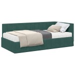 vidaXL Cadru de pat colțar cu saltea cu saltea 2 pcs Verde Catifea