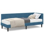 vidaXL Cadru de pat colțar cu saltea cu saltea 2 pcs albastru Catifea