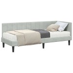 vidaXL Cadru de pat colțar cu saltea 2 pcs Gri deschis Catifea