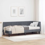 vidaXL Cadru de pat colțar cu saltea cu saltea 2 pcs Gri Catifea