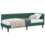 vidaXL Cadru de pat colțar cu saltea cu saltea 2 pcs Verde Catifea