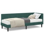 vidaXL Cadru de pat colțar cu saltea cu saltea 2 pcs Verde Catifea