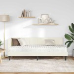 vidaXL Cadru de pat colțar cu saltea cu saltea 2 pcs Crem Catifea