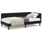 vidaXL Cadru de pat colțar cu saltea cu saltea 2 pcs Negru Catifea