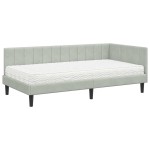 vidaXL Cadru de pat colțar cu saltea 2 pcs Gri deschis Catifea