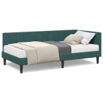 vidaXL Cadru de pat colțar cu saltea cu saltea 2 pcs Verde Catifea