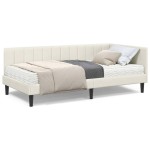 vidaXL Cadru de pat colțar cu saltea cu saltea 2 pcs Crem Catifea