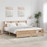 vidaXL Cadru de pat cu headboard Maro 200 x 200 cm Lemn compozit