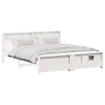 vidaXL Cadru de pat cu headboard Alb 200 x 200 cm Lemn compozit
