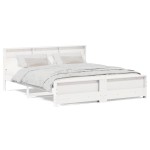 vidaXL Cadru de pat cu headboard Alb 200 x 200 cm Lemn compozit