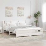 vidaXL Cadru de pat cu headboard Alb 180 x 200 cm Lemn compozit