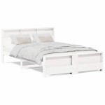 vidaXL Cadru de pat cu headboard Alb 140 x 200 cm Lemn compozit