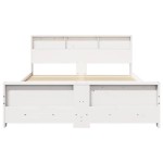 vidaXL Cadru de pat cu headboard Alb 140 x 200 cm Lemn compozit