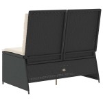 vidaXL Bancă de grădină cu pernă Negru Rattan poli