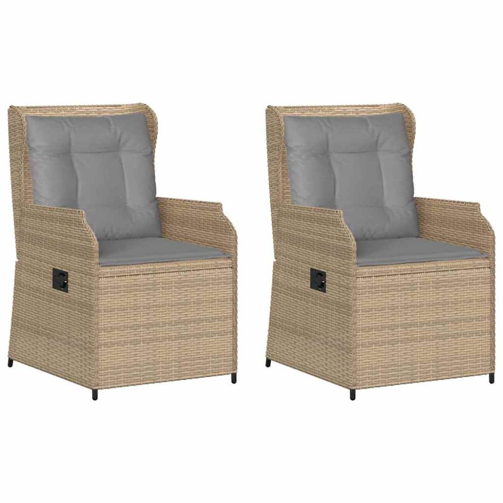 vidaXL Bancă de grădină cu pernă 2 pcs Bej Rattan poli
