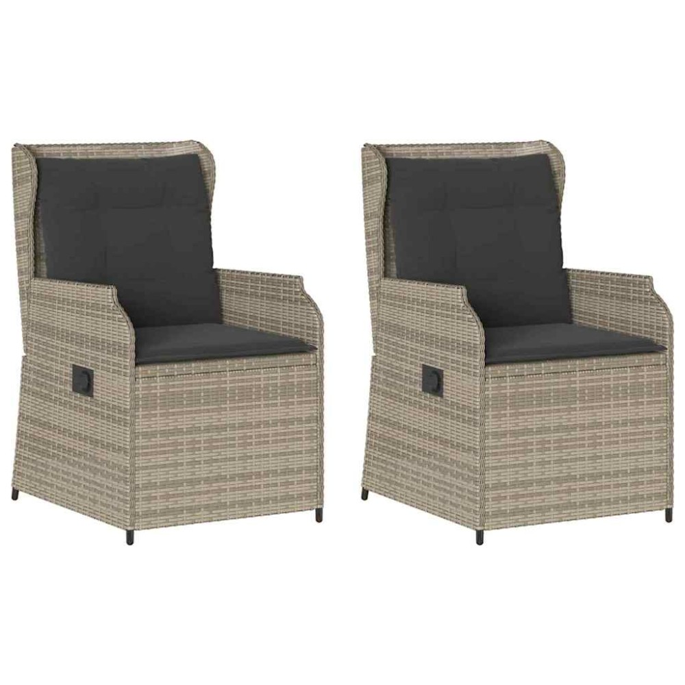 vidaXL Bancă de grădină cu pernă 2 pcs Gri deschis Rattan poli