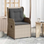 vidaXL Bancă de grădină cu pernă 2 pcs Gri deschis Rattan poli