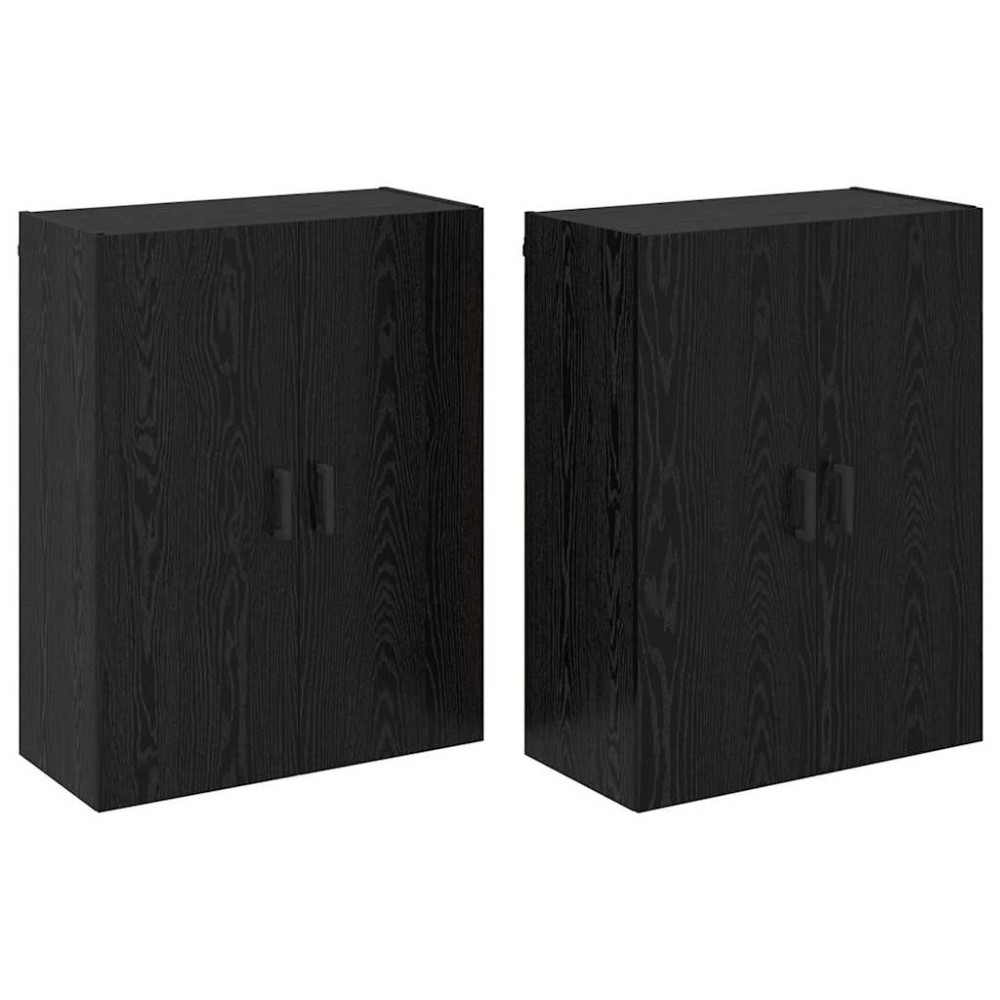 vidaXL Dulap montat pe perete 2 pcs Stejar Negru 69,5 x 34 x 90 cm