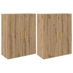 vidaXL Dulap montat pe perete 2 pcs Stejar Artizanal 69,5 x 34 x 90 cm