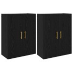 vidaXL Dulap montat pe perete 2 pcs Stejar Negru 69,5 x 34 x 90 cm