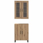 vidaXL Bufet stejar artizanal Set de două piese Lemn compozit