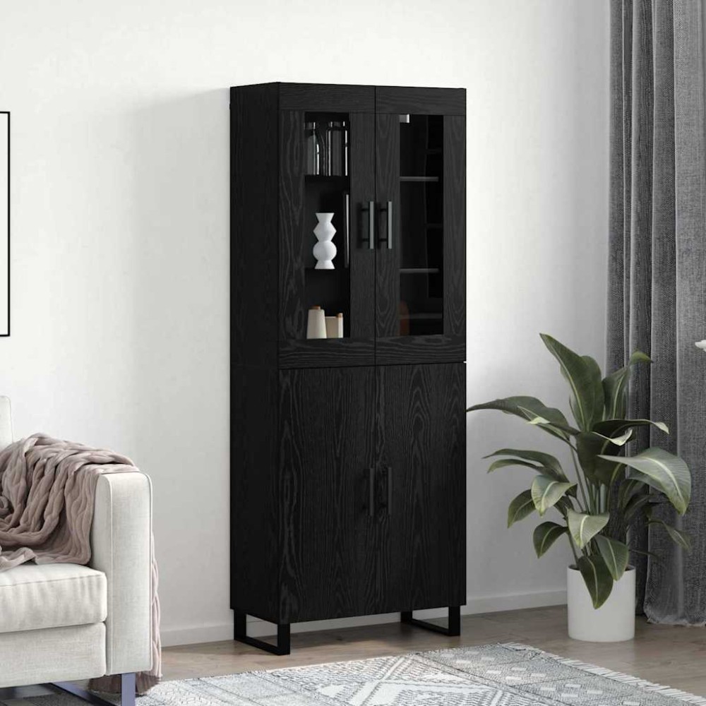vidaXL Bufet cu raft Stejar negru 69.5 x 34 x 90 cm Lemn compozit