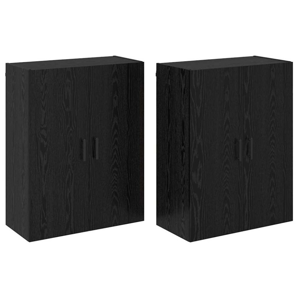 vidaXL Dulap montat pe perete 2 pcs Stejar Negru 69,5 x 34 x 90 cm