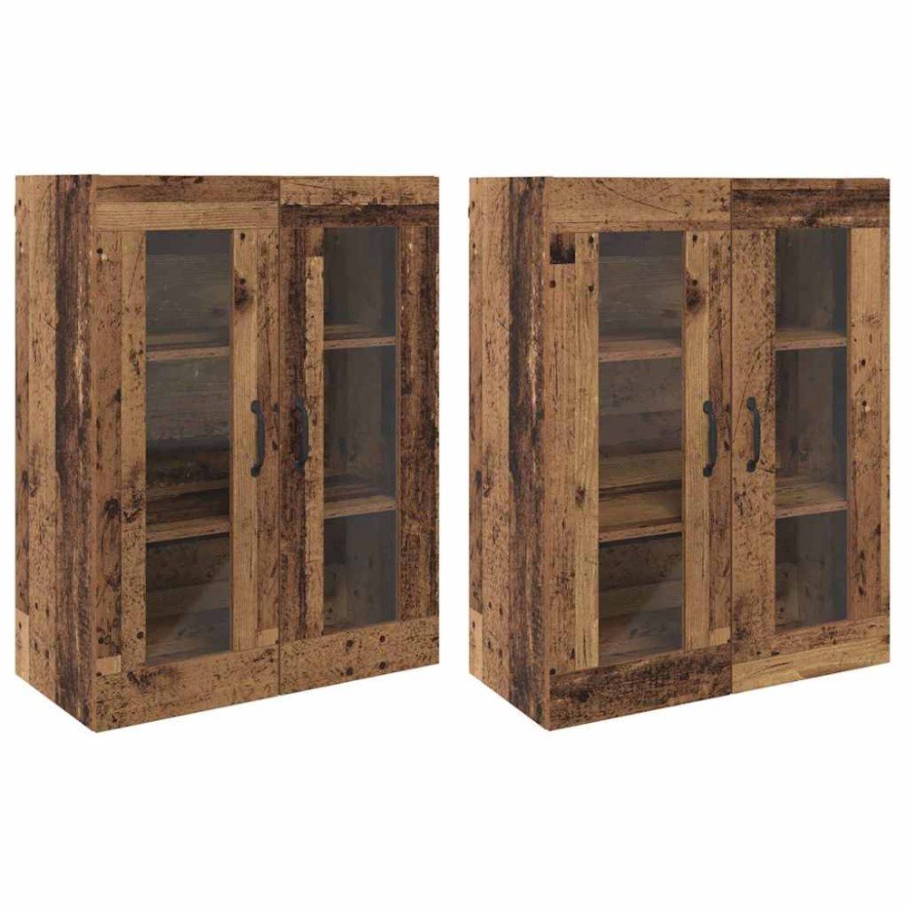 vidaXL Mobilier cu Montaj pe Perete 2 pcs Lemn vechi 69,5 x 34 x 90 cm
