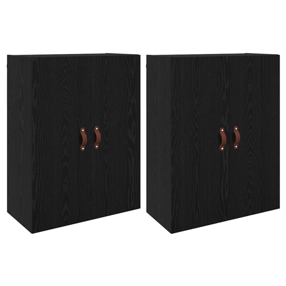 vidaXL Dulap montat pe perete 2 pcs Stejar Negru 69,5 x 34 x 90 cm