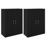 vidaXL Dulap montat pe perete 2 pcs Stejar Negru 69,5 x 34 x 90 cm