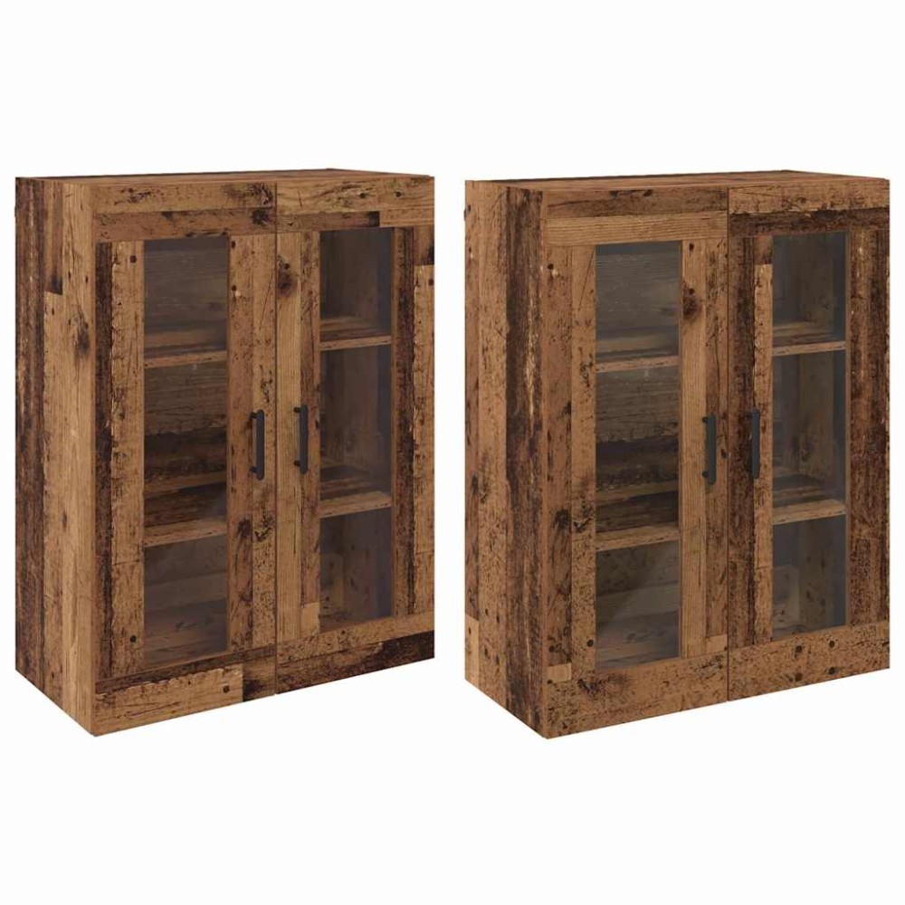 vidaXL Mobilier cu Montaj pe Perete 2 pcs Lemn vechi 69,5 x 34 x 90 cm