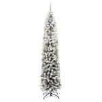 vidaXL Brad de Crăciun slim cu 300 LED-uri și set de bile cu zăpadă acoperită verde 240 cm vidaXL Brad de Crăciun slim cu 300 LED-uri și set de bile cu zăpadă acoperită verde 240 cm