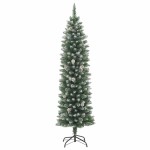 vidaXL Copac Artificial Slăb de Crăciun Verde 210 cm PVC și Plastic