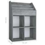 vidaXL Raft de reviste pentru copii, gri, 71x30x114 cm, lemn prelucrat vidaXL Raft de reviste pentru copii, gri, 71x30x114 cm, lemn prelucrat