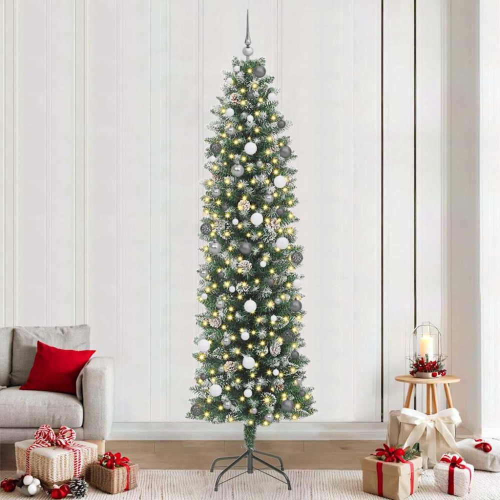vidaXL Copac Artificial Slăb de Crăciun Verde 240 cm PVC