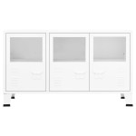 vidaXL Servantă industrială, alb, 105x35x62 cm, metal și sticlă vidaXL Servantă industrială, alb, 105x35x62 cm, metal și sticlă