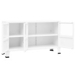 vidaXL Servantă industrială, alb, 105x35x62 cm, metal și sticlă vidaXL Servantă industrială, alb, 105x35x62 cm, metal și sticlă