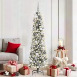 vidaXL Brad de Crăciun subțire Alb 180 cm PVC vidaXL Brad de Crăciun subțire Alb 180 cm PVC