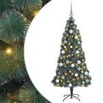 vidaXL Brad de Crăciun artificial LED și set globuri Verde 150 cm PET vidaXL Brad de Crăciun artificial LED și set globuri Verde 150 cm PET