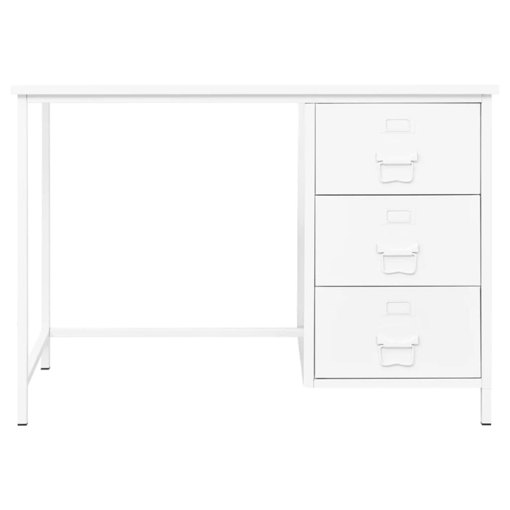 vidaXL Birou cu sertare, alb, 105x52x75 cm, oțel, industrial