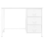 vidaXL Birou cu sertare, alb, 105x52x75 cm, oțel, industrial vidaXL Birou cu sertare, alb, 105x52x75 cm, oțel, industrial