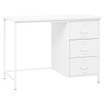 vidaXL Birou cu sertare, alb, 105x52x75 cm, oțel, industrial vidaXL Birou cu sertare, alb, 105x52x75 cm, oțel, industrial
