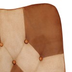 vidaXL Scaun balansoar, maro, piele naturală și pânză vidaXL Scaun balansoar, maro, piele naturală și pânză