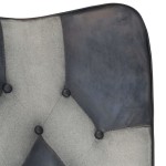 vidaXL Scaun balansoar, gri, piele naturală și pânză vidaXL Scaun balansoar, gri, piele naturală și pânză