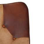 vidaXL Scaun balansoar cu taburet, maro, piele naturală și pânză vidaXL Scaun balansoar cu taburet, maro, piele naturală și pânză