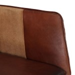 vidaXL Scaun balansoar cu taburet, maro, piele naturală și pânză vidaXL Scaun balansoar cu taburet, maro, piele naturală și pânză